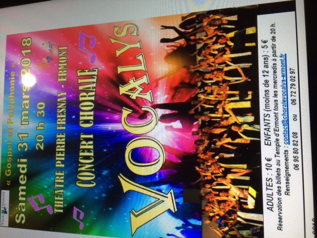 CONCERT annuel de Vocalys chorale Gospel  Ermont