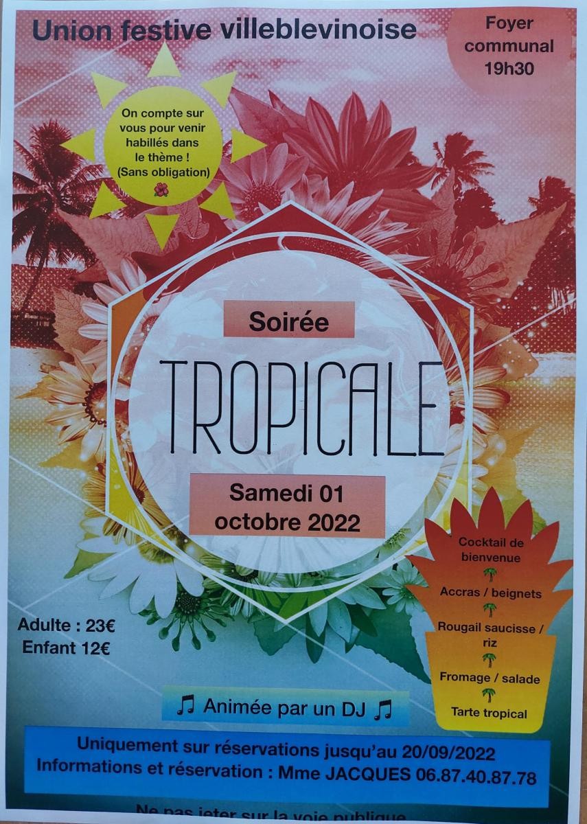 Soirée TROPICALE : COMPLET