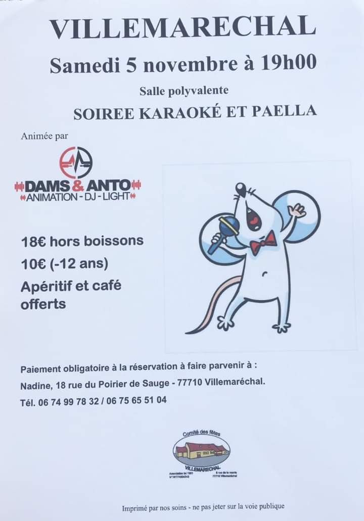 Soirée Karaoké et Paella (déjà 22 inscrits)