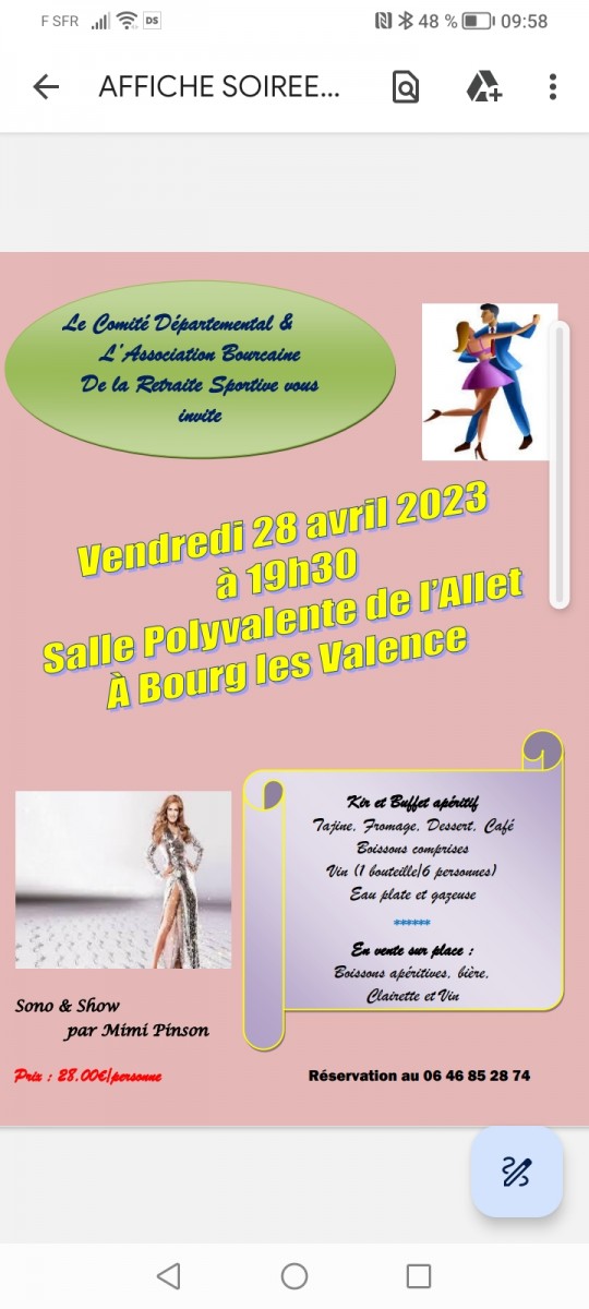 Repas Dansant le 28 avril à 19h30