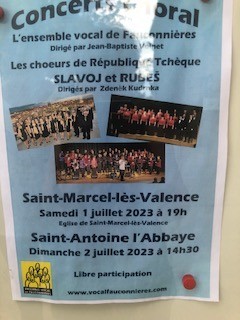 Concert Chorale à St Marcel les Valence