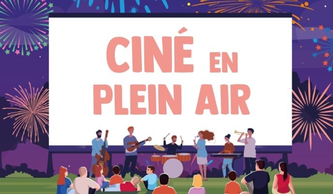 cinéma en plein air, pique nique et feu d'artifice