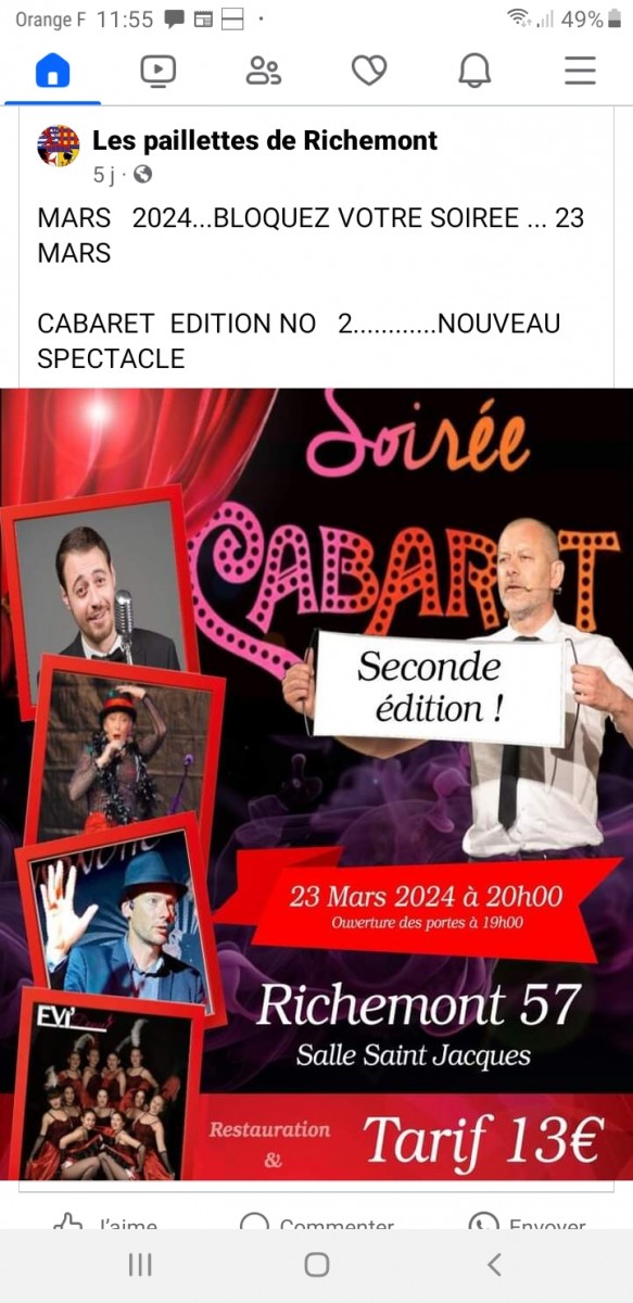 Soirée cabaret, seconde edition à Richemont