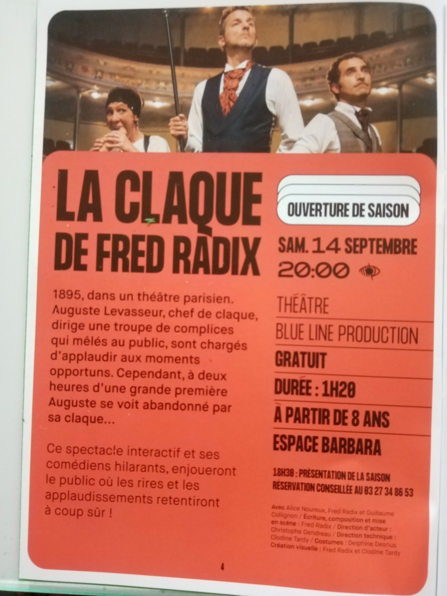 THÉÂTRE: LA CLAQUE DE FRED RADIX GRATUIT