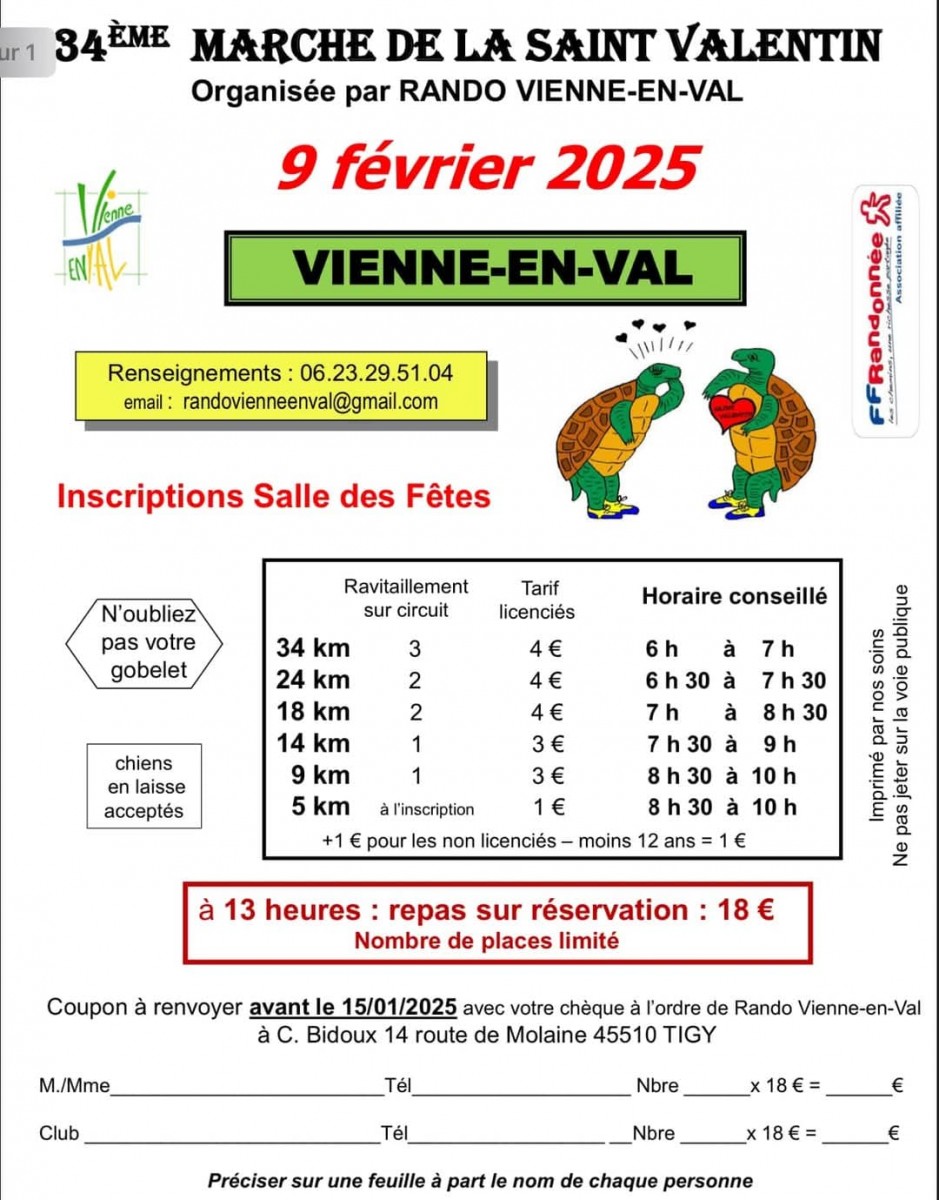 34ème MARCHE DE LA SAINT-VALENTIN (VIENNE EN VAL)