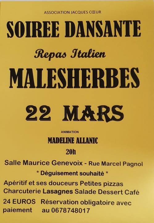 Soirée dansante repas italien