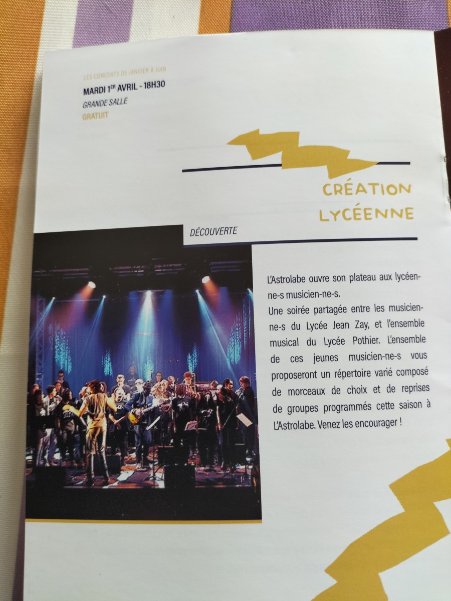 Concert gratuit, création lycéenne