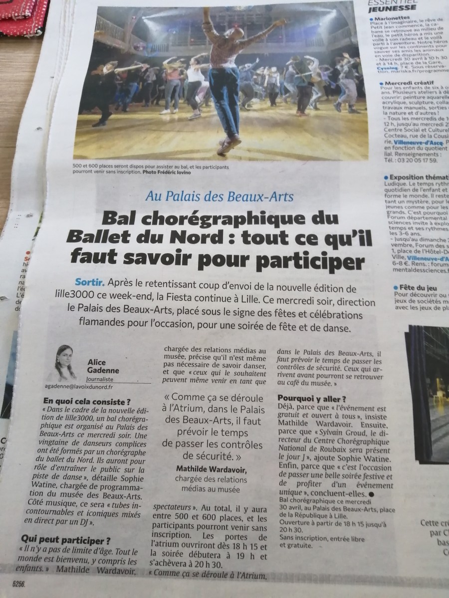 Soirée de fête et de danse au Palais des Beaux Arts de Lille (métro République) - ce soir, rdv 18h15 à l'atrium.