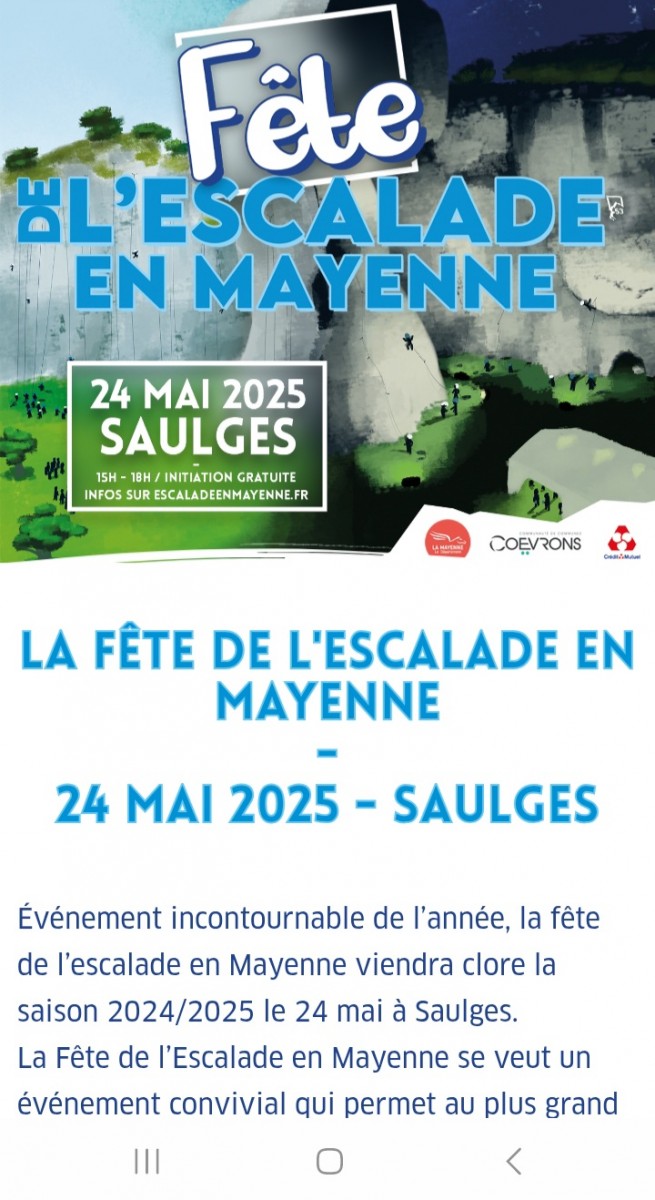 Fête de l'escalade à Saulges le samedi 24 mai