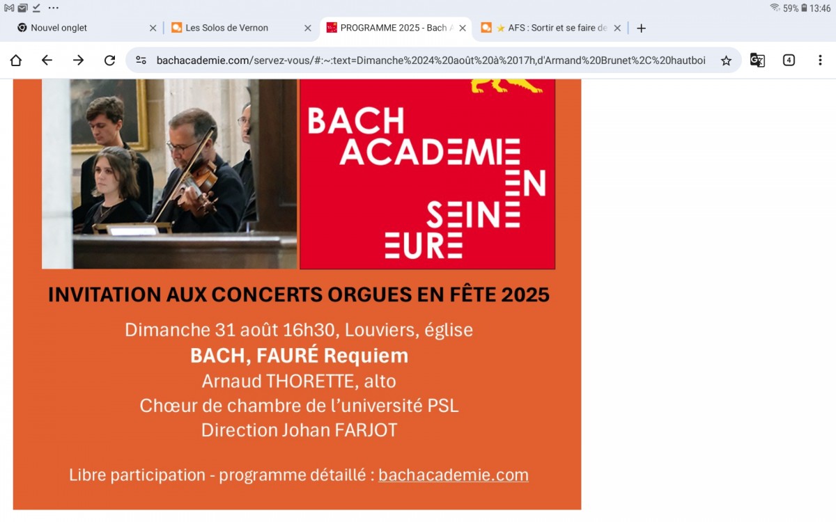 Concert clôture Bach Academie Seine Eure