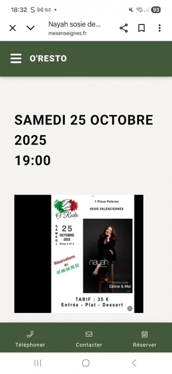 Restaurant  O Resto spectacle sosie vocale Céline DION