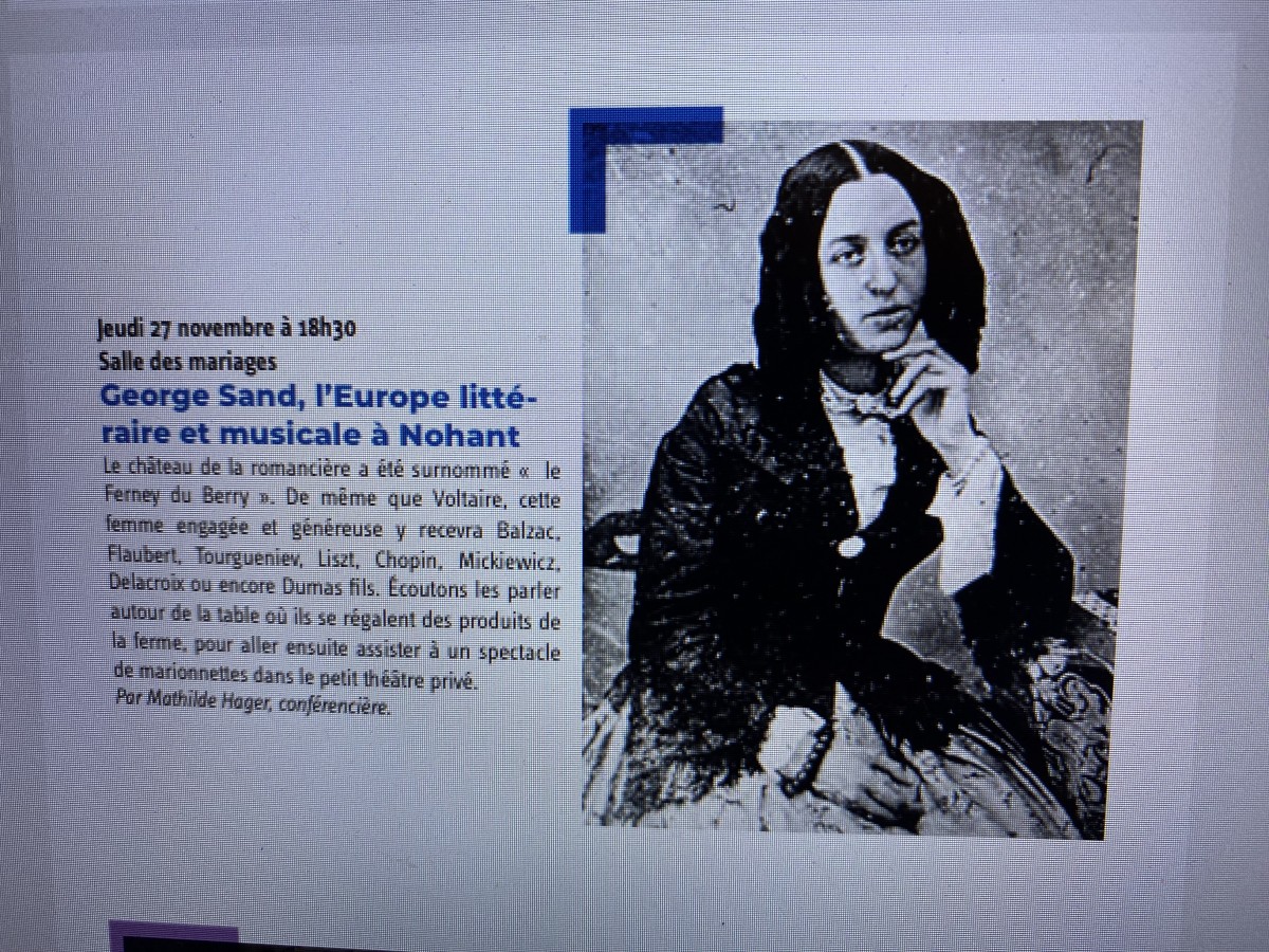 conférence : Georges Sand, l'Europe littéraire et musicale à Nohant