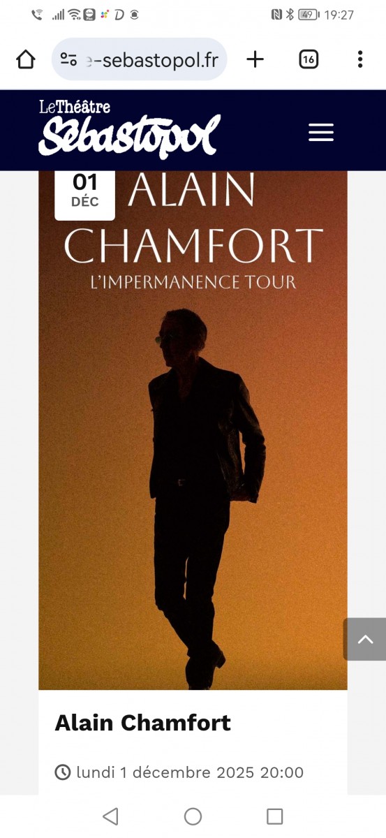 Concert Alain CHAMFORT à LILLE