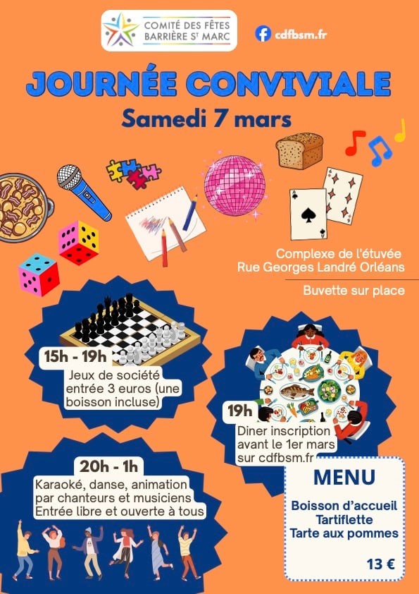 JOURNEE CONVIVIALE - SAMEDI 7 MARS (ORLEANS)