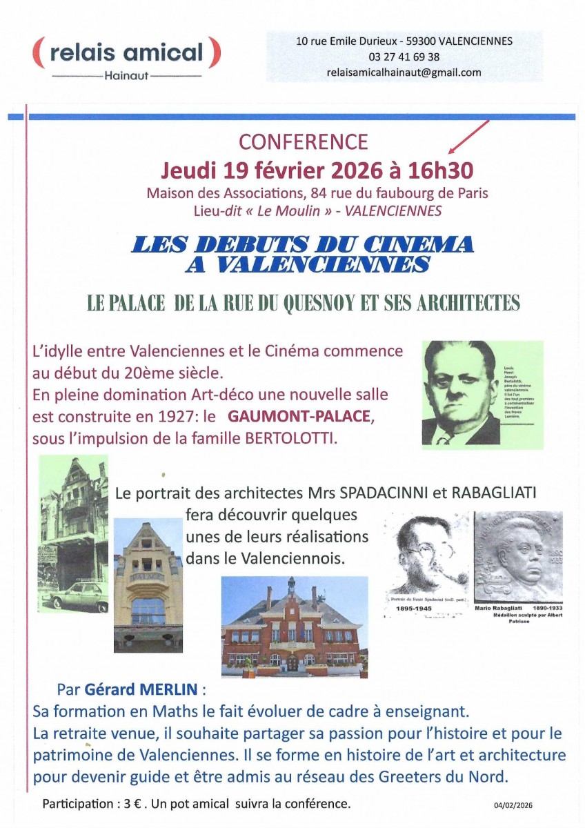 Conférence Les débuts du cinéma à Valenciennes