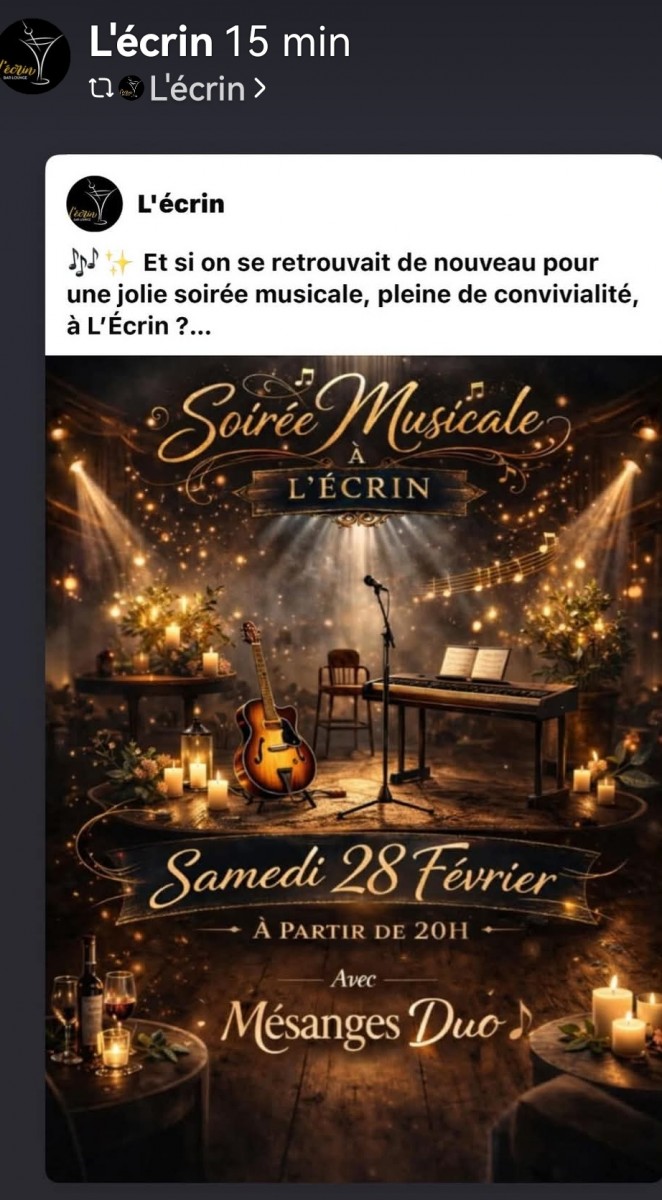 Soirée relaxante et sympathie en musique
