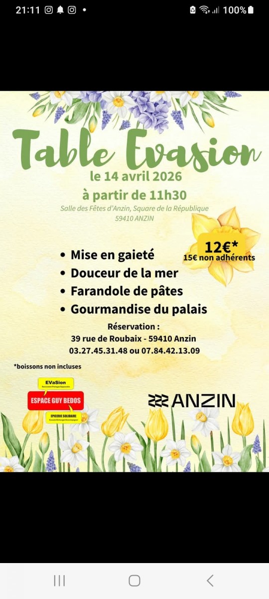 Repas solidaire à  Anzin