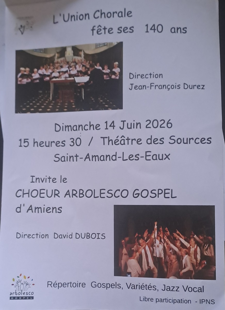 Concert Chorales Saint Amand les eaux