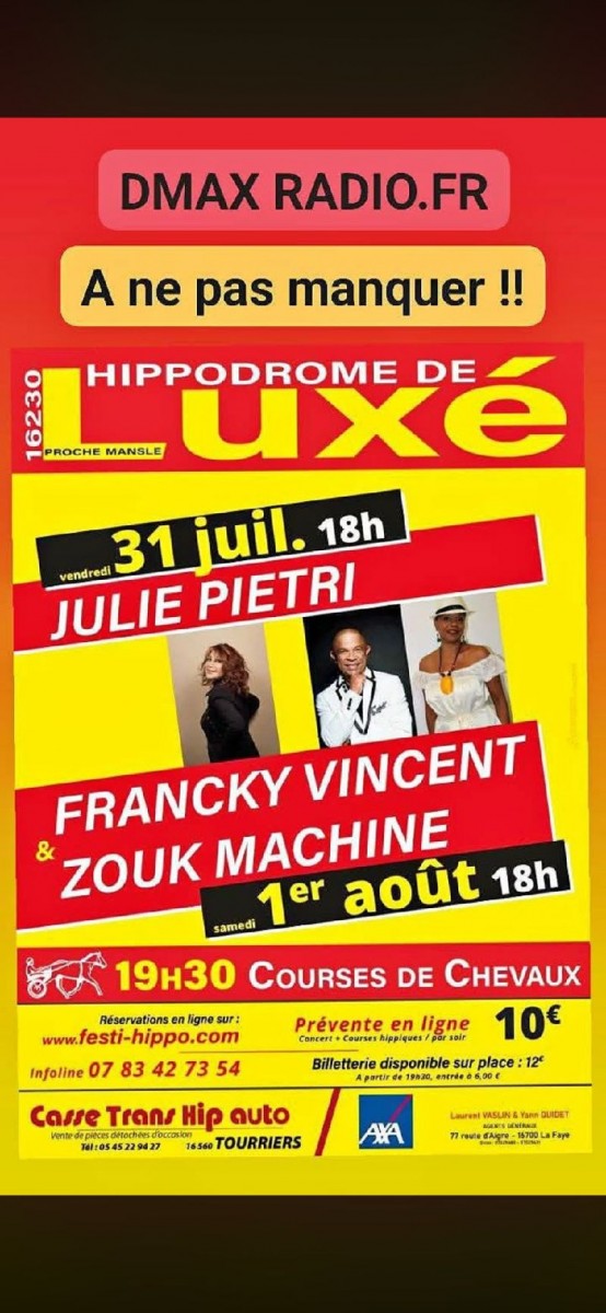 concert Francky Vincent - Zouk Machine puis courses de chevaux