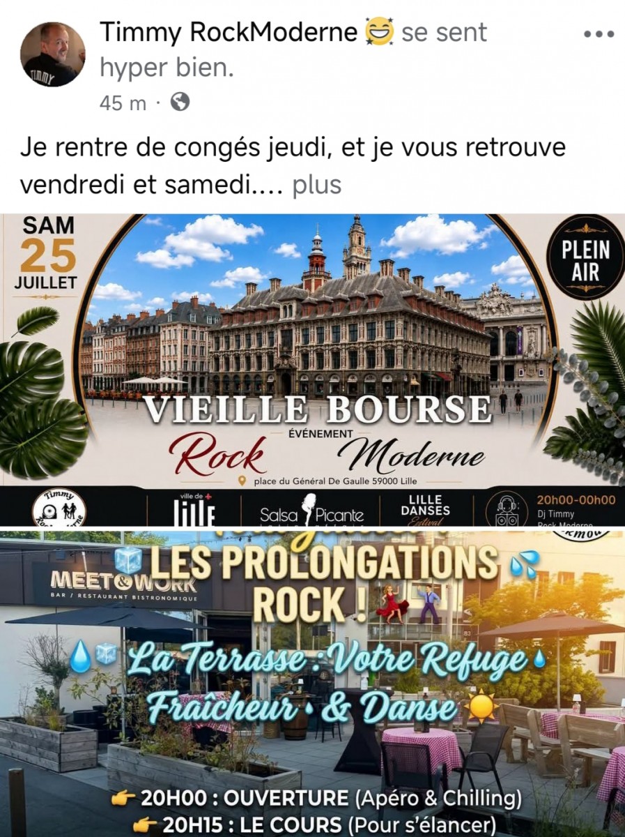 Danse cours de rock moderne avec TimmyRock puis soiree